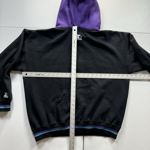 Vintage Starter Charlotte Hornets Hoodie Men’s Large Black‎ Double Faced NBA 90s - Picture 6 of 8